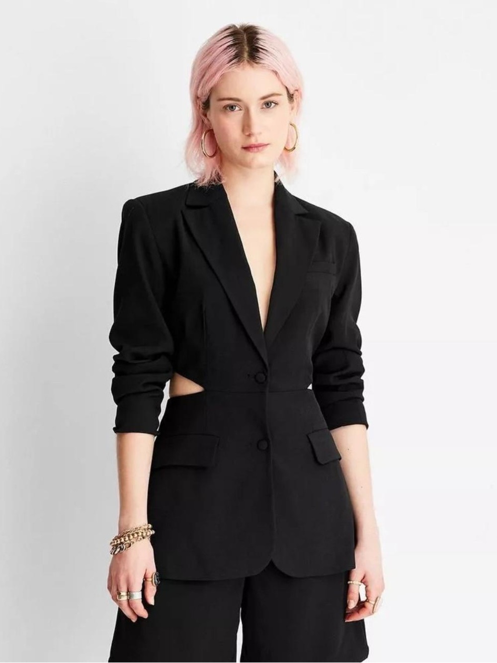Target Future Collective Black Tailored Blazer with back cutout and Shorts (set)